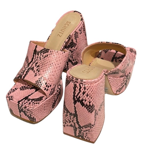 SCHUTZ Aretha Snake-Embossed Platform Sandals 7.5 - Picture 8 of 13